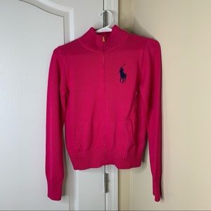 Kids Polo Ralph Lauren Zip Up Jacket- Pink Sweater